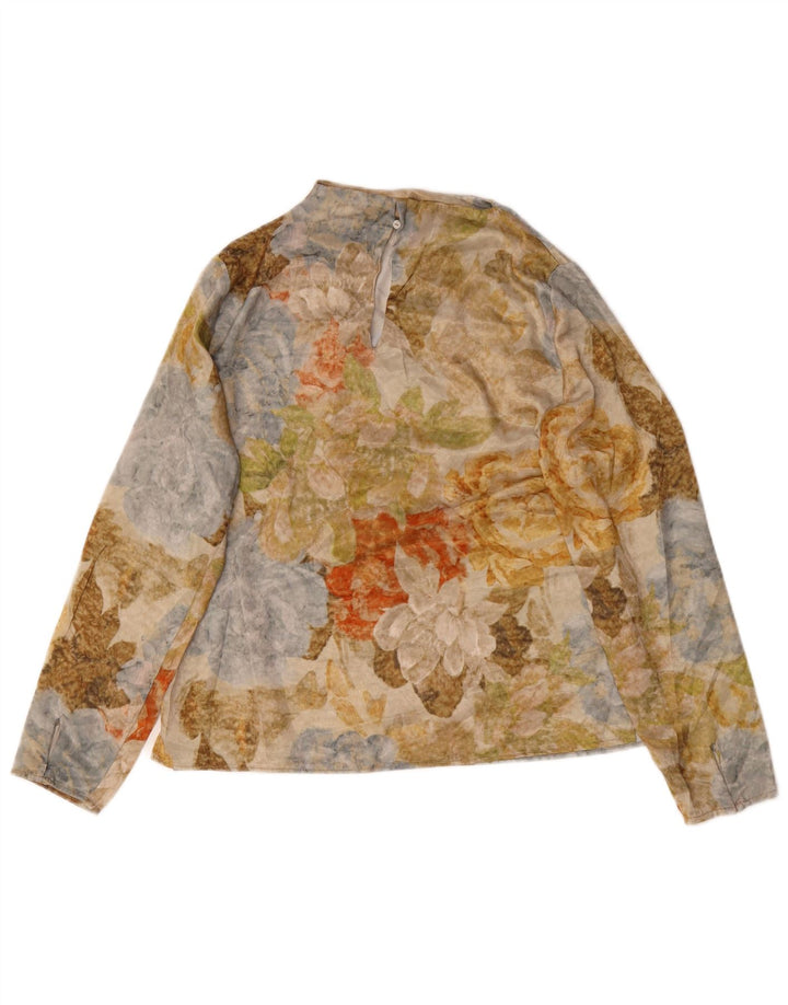 Zara Dame Top Langærmet UK 10 Small Multicolored Floral Modern