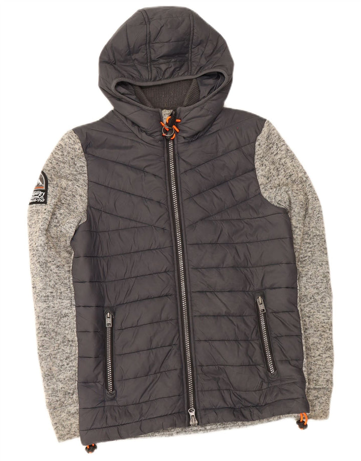 Superdry Polstret træningsdragt med hætte til mænd - topjakke Medium Grey Flecked