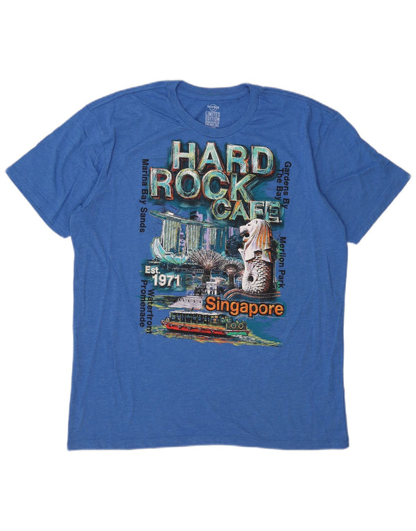 Hard Rock Cafe Herre Singapore Grafisk T-Shirt Top XL Blå Bomuld