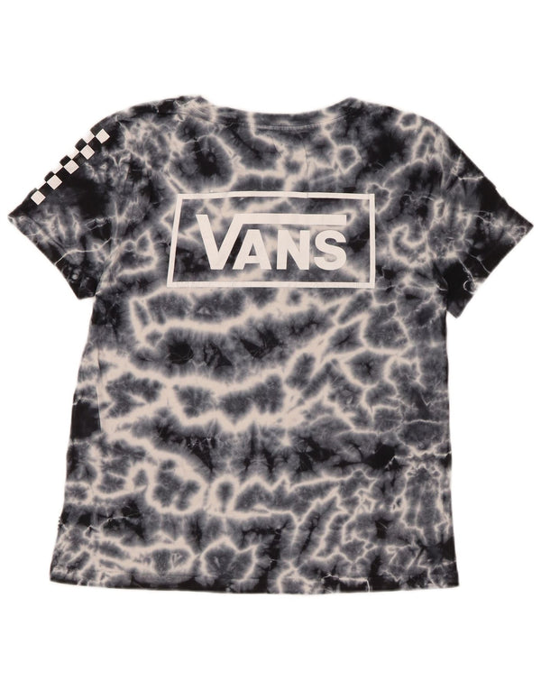 VANS Dame Grafisk T-Shirt Top UK 10 Small Navy Blue Tie Dye Bomuld