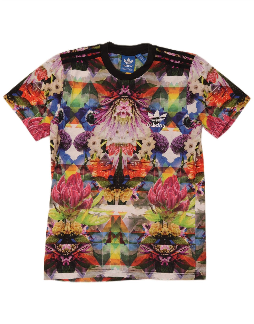Adidas Mens Graphic T-Shirt Top Medium Multicoloured Floral Polyester