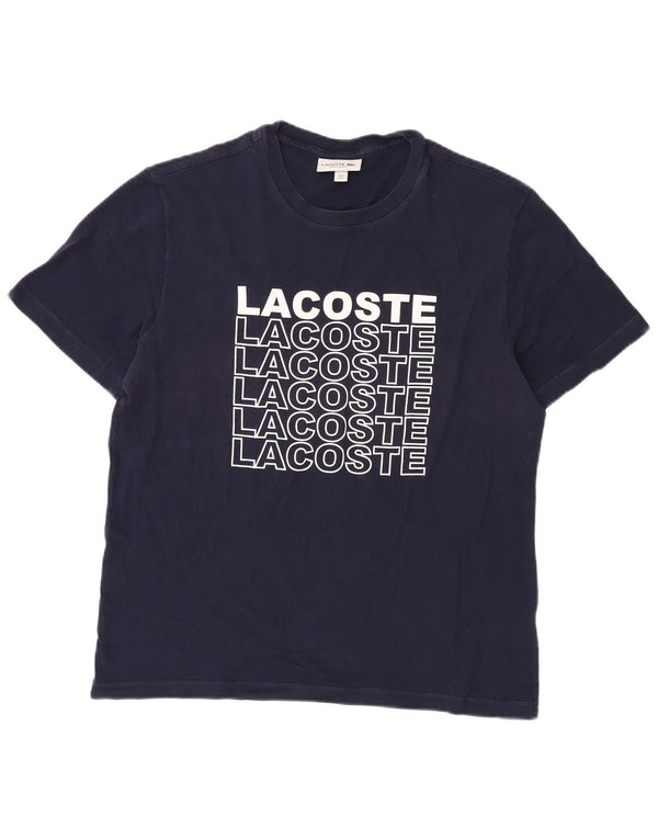 Lacoste Herre Regular Fit Grafisk T-Shirt Top Størrelse 5 Stor Marineblå Bomuld