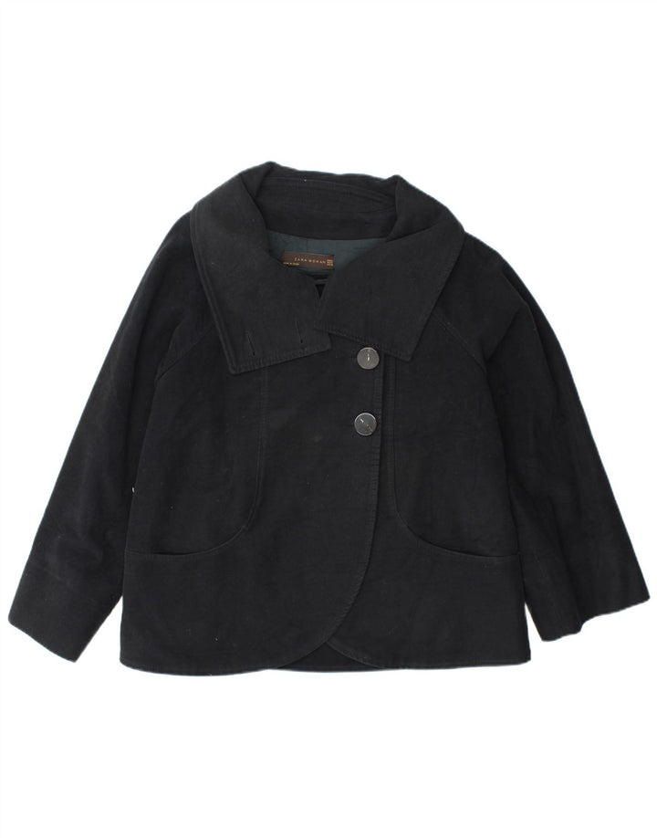 Zara Dame 2 Button Blazer Jacket UK 14 Medium Black