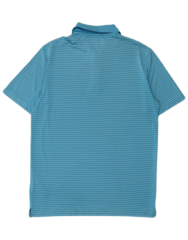 Nike Dri Fit poloshirt til mænd mellemblå nålestribet polyester