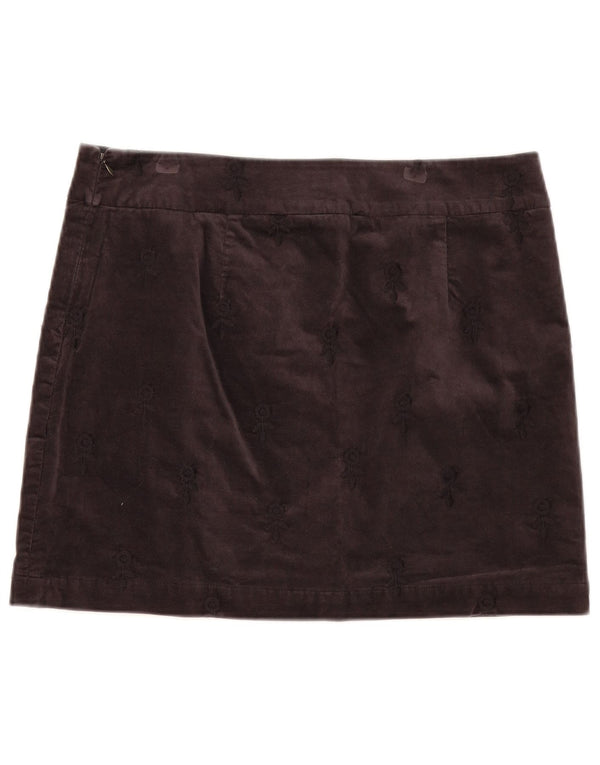 White Stuff Womens Velvet Mini Skirt UK 14 Large W36 Grey Floral Cotton