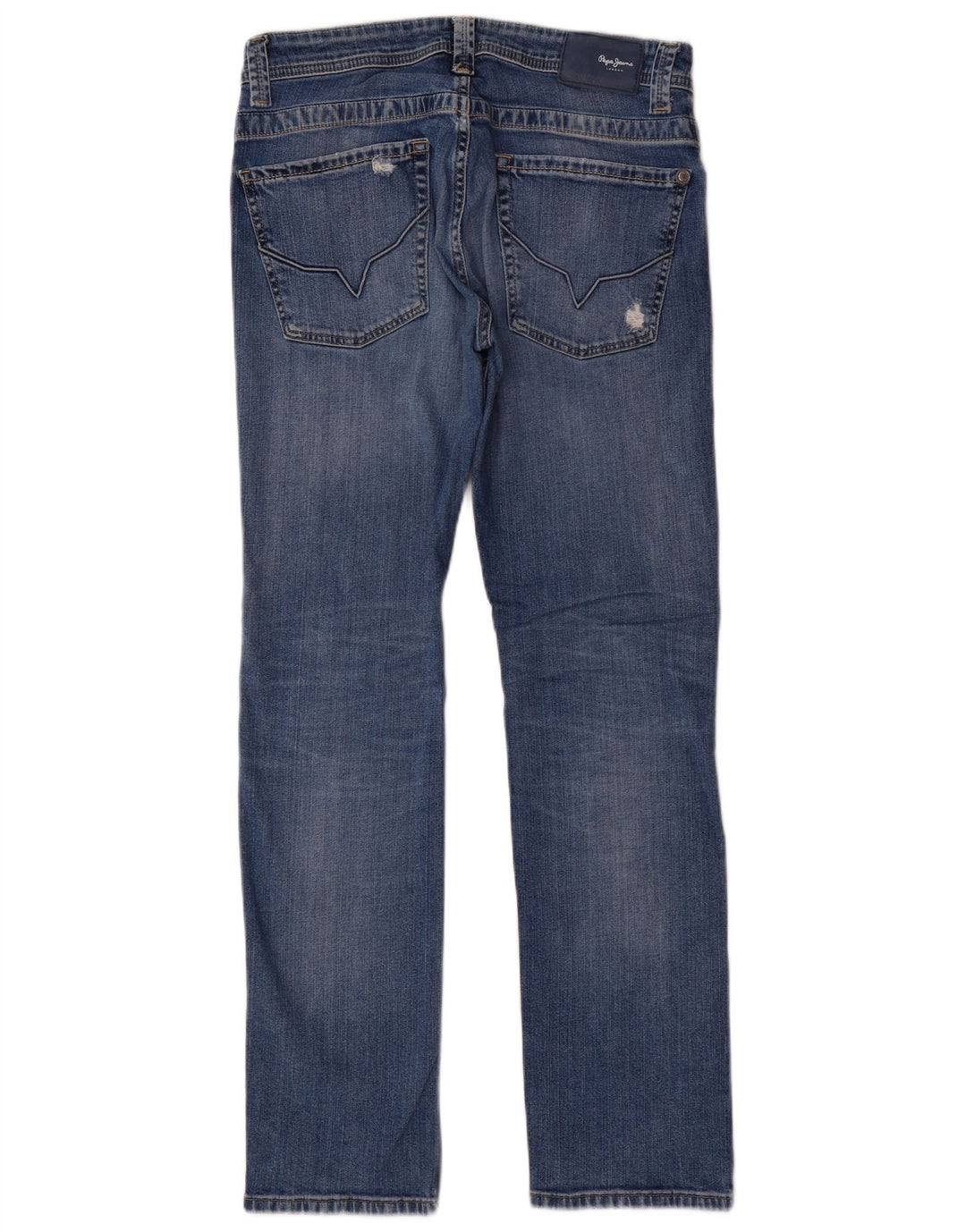 PEPE Jeans Herre Distressed Regular Straight Jeans W32 L32 Blå Bomuld