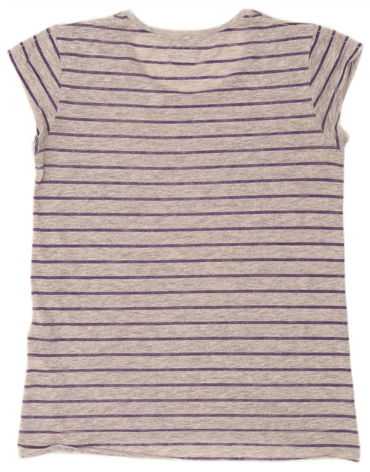 Superdry T-shirt top til kvinder UK 14 mellemgrå stribet polyester