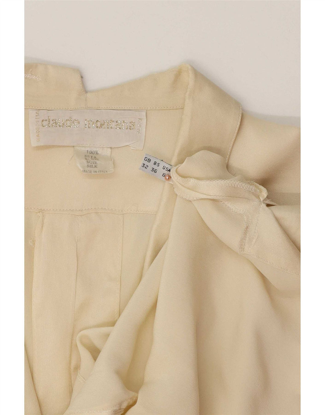 Claude Montana Dame Kortærmet Bluse US 6 Medium Off White