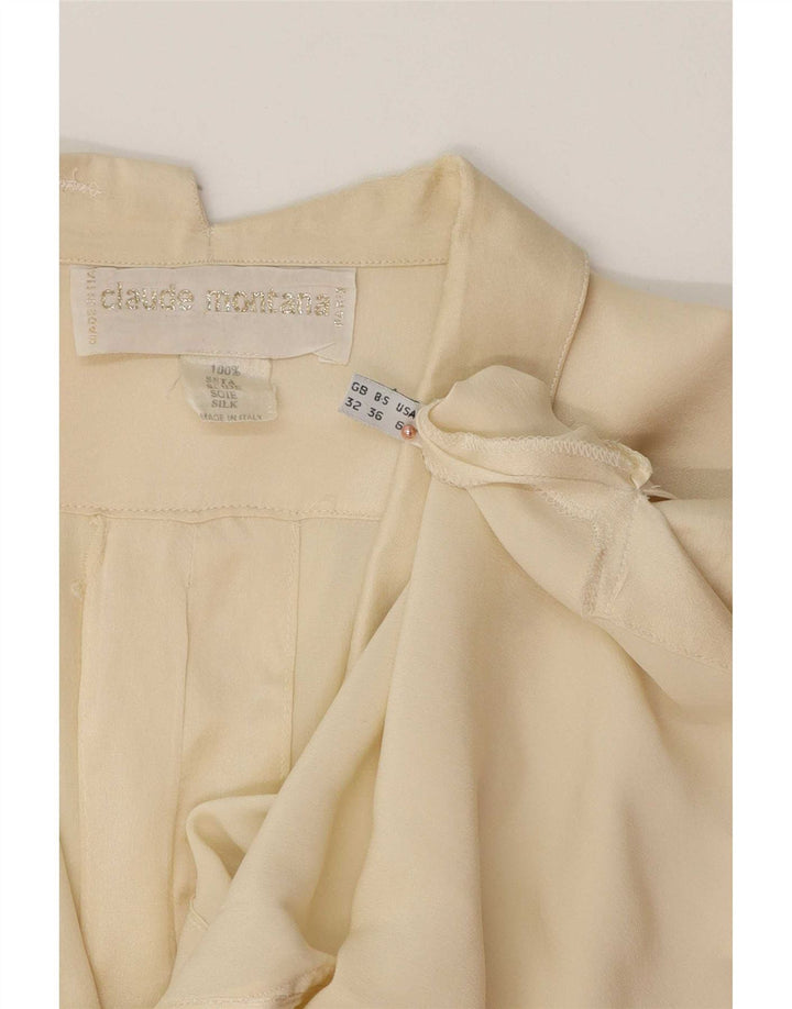 Claude Montana Dame Kortærmet Bluse US 6 Medium Off White