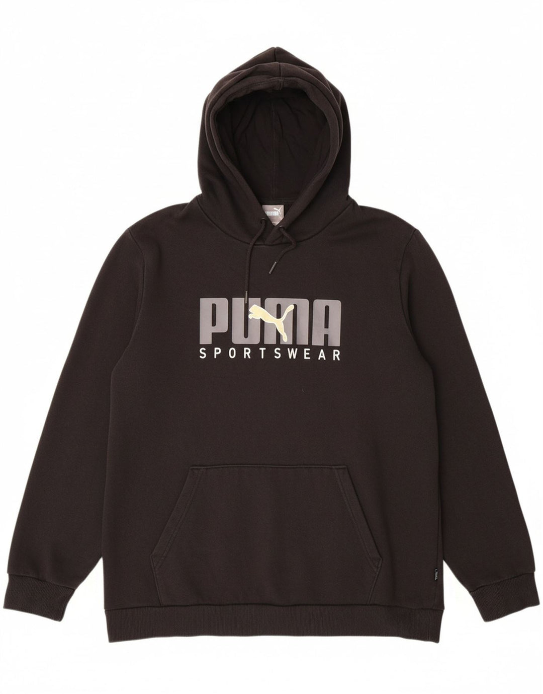 PUMA Mens Graphic Hoodie Jumper Large Black Cotton