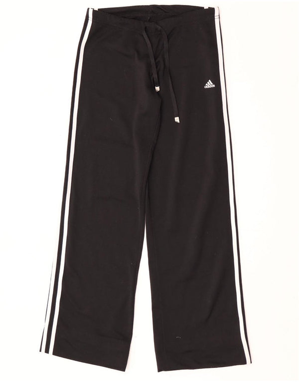 Adidas Womens Wide Leg Tracksuit Trousers UK 10 Small Black Polyester