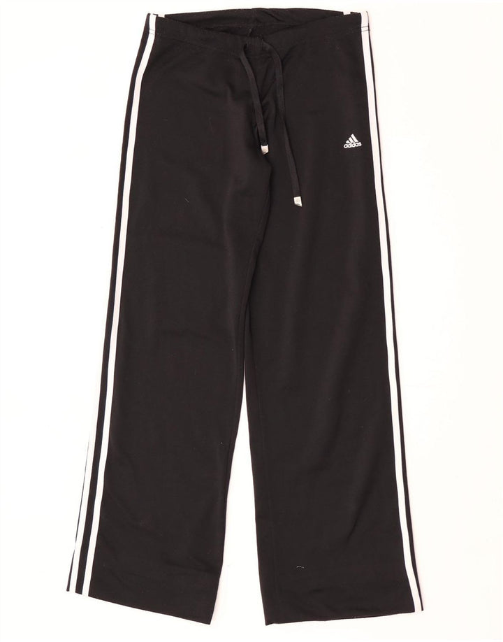 Adidas Womens Wide Leg Tracksuit Trousers UK 10 Small Black Polyester