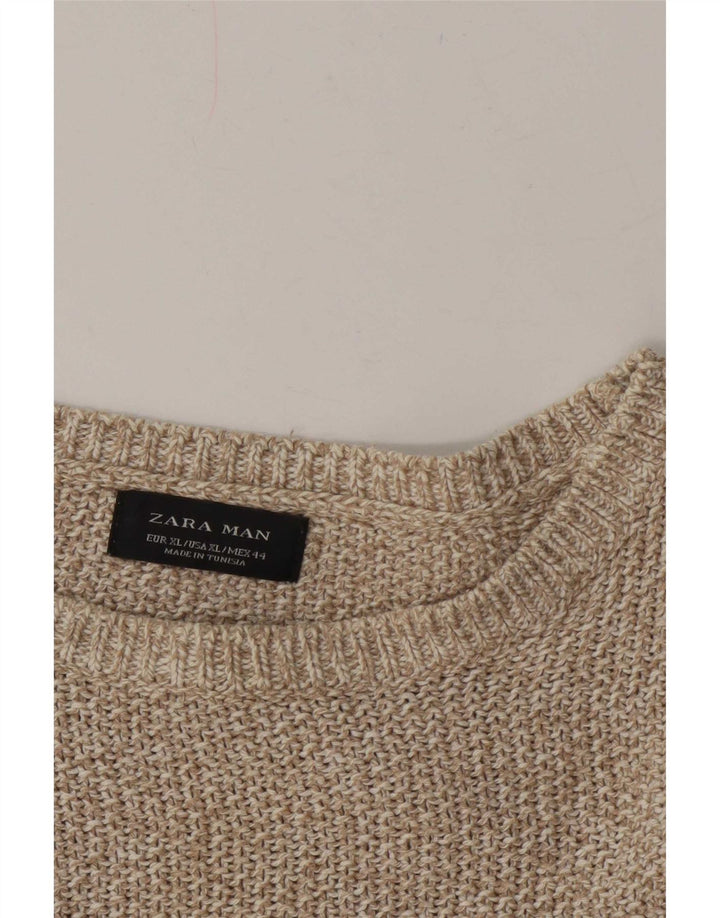 Zara Herre Boat Neck Jumper Sweater XL Grå Flecked