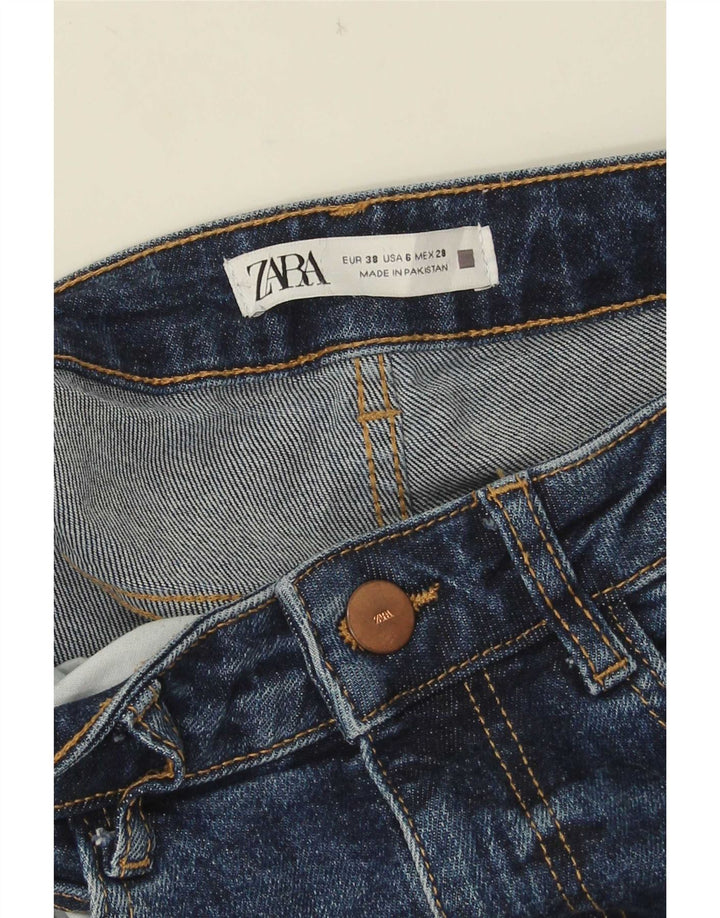 Zara Dame Jeans med høj talje EU 38 Small W28 L31 Blå