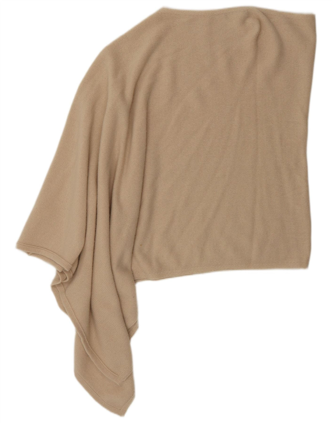 Benetton Dame Asymmetrisk Poncho Jumper One Size Beige Uld