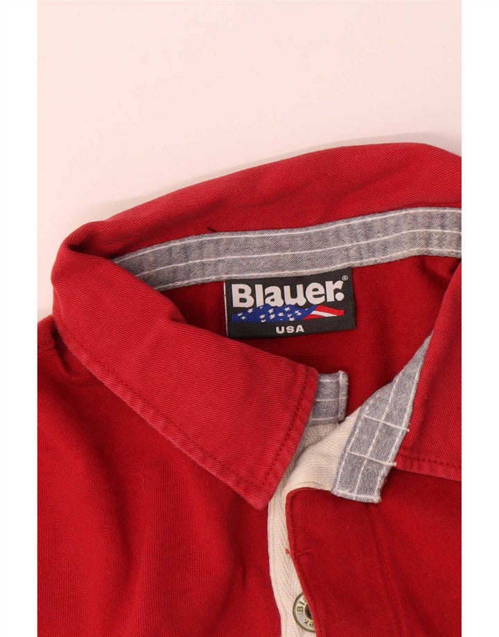 Blauer Polo Shirt til mænd Large Red Cotton