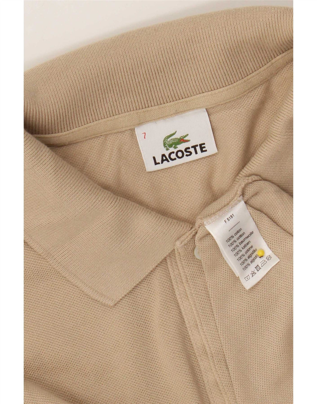Lacoste Polo Shirt til mænd Str. 7 2XL Beige Bomuld