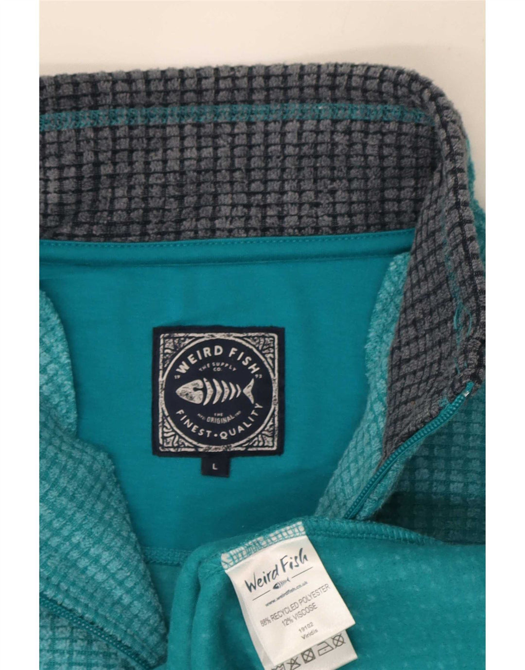 Weird Fish Herre lynlås hals Fleece Jumper Stor turkis polyester