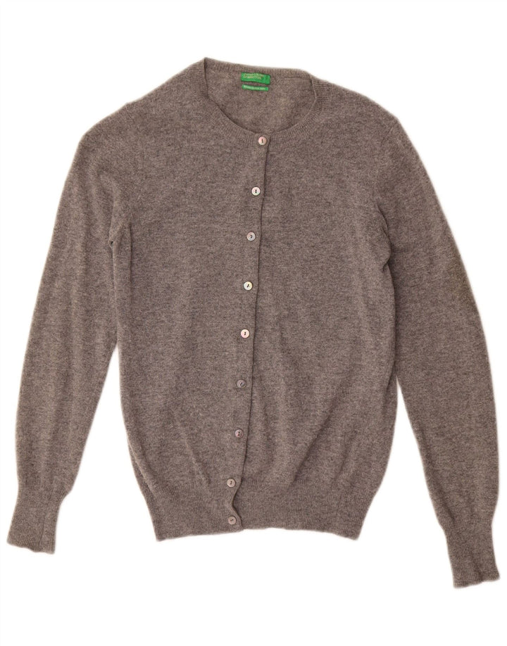 Benetton Dame Cardigan Sweater UK 10 Small Grey Uld