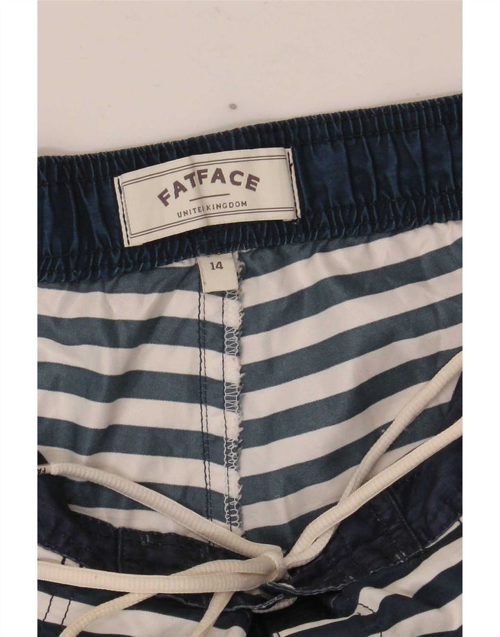 Fat Face Dame svømmeshorts UK 14 Large Navy Blue Stribet Polyester
