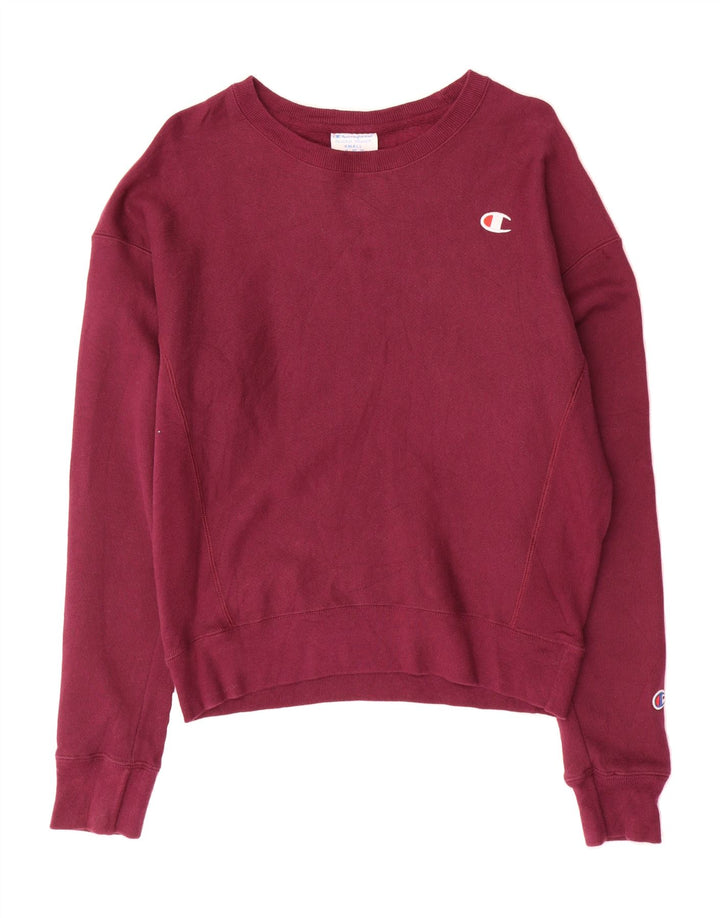 CHAMPION Womens Oversized Sweatshirt Jumper UK 10 Small Burgundy Vintage Champion and Second-Hand Champion from Messina Hembry 