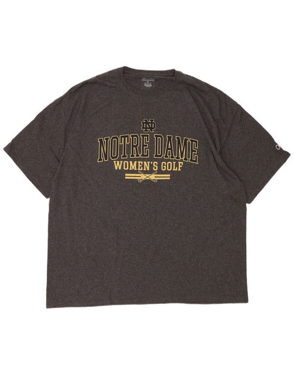 Champion Herre Notre Dame Grafisk T-Shirt Top 3XL Grå Flecked Bomuld