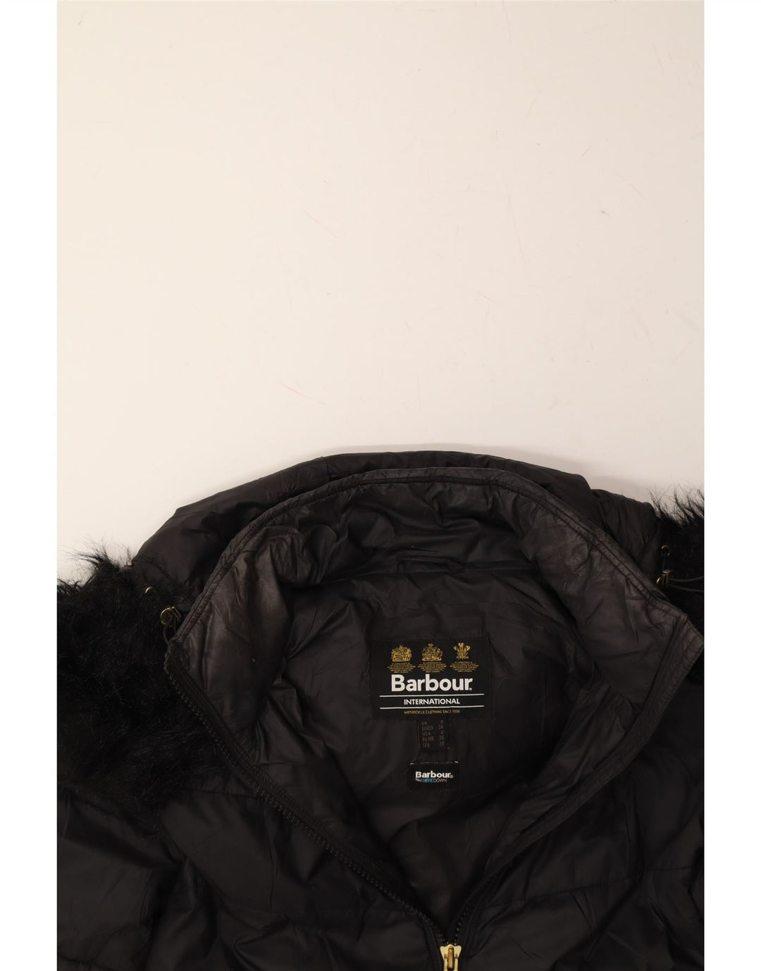 BARBOUR Womens Hooded Padded Jacket UK 8 Small  Black Vintage Barbour and Second-Hand Barbour from Messina Hembry 