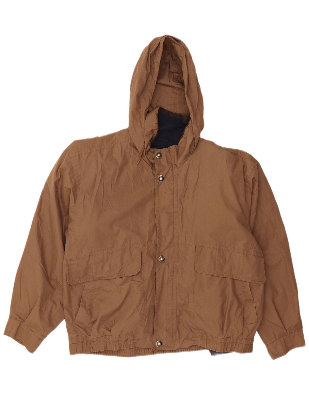 London Fog Herre Loose Fit Hooded Bomber Jacket UK 38 Medium Brown Nylon