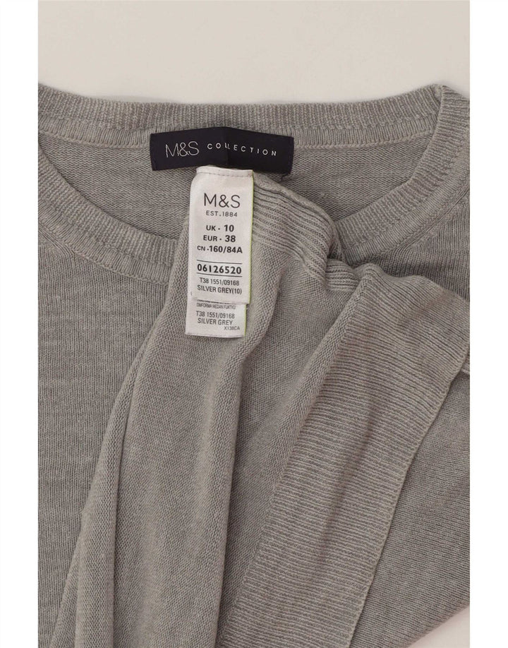 Marks & Spencer Dame Crop Crew Neck Jumper Sweater UK 10 Small Grey