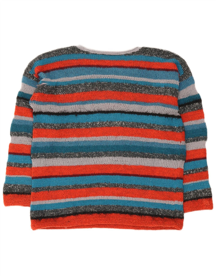 Vintage Dame Boat Neck Jumper Sweater UK 14 Medium Flerfarvet Stribet