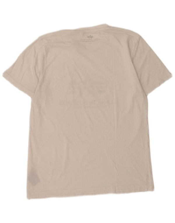 Alpha Industries Herre grafisk T-shirt Top Medium Hvid Bomuld