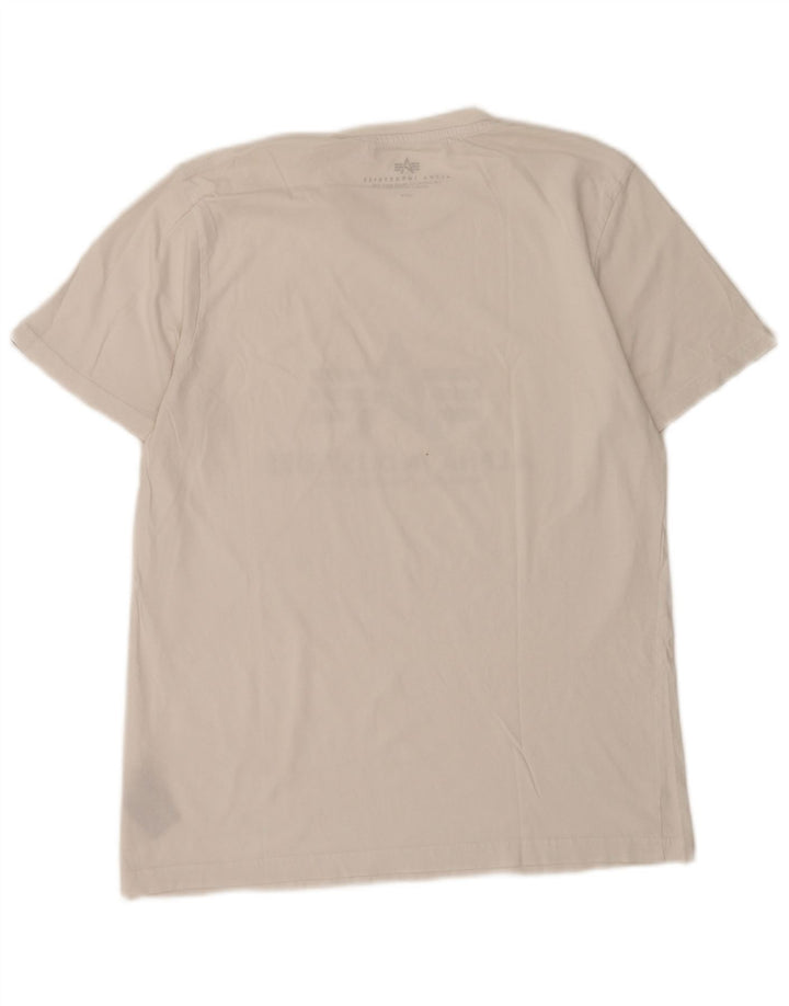 Alpha Industries Herre grafisk T-shirt Top Medium Hvid Bomuld