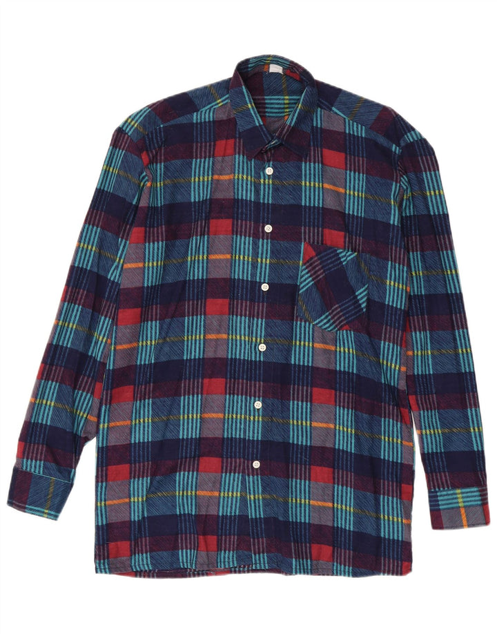 Vintage herre flannel skjorte størrelse 37/38 Lille marineblå ternet bomuld