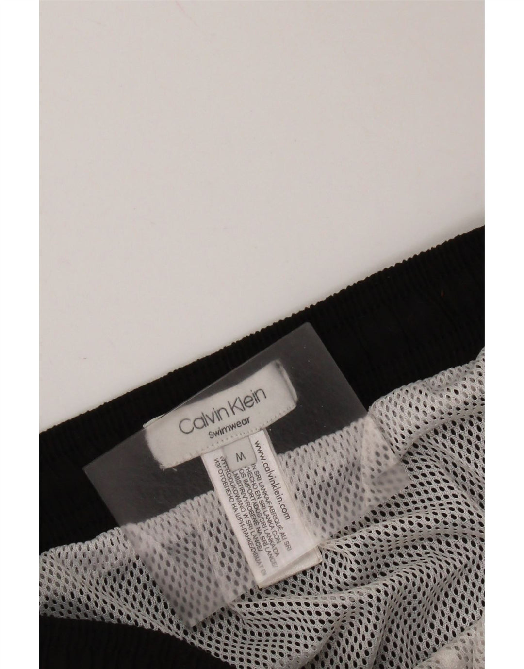 CALVIN KLEIN Grafiske svømmeshorts til kvinder UK 14 Medium Sort Polyester