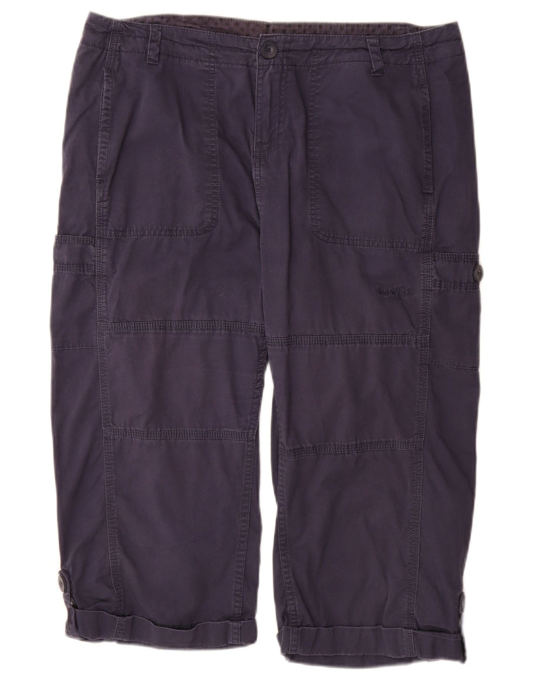 WEIRD FISH Dame Capri Bukser UK 14 Large W34 Navy Blue Bomuld