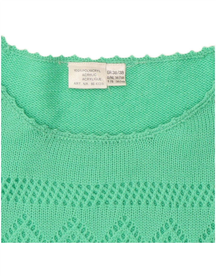 Vintage kvinders kortærmet sweater med rund hals EU 38 mellemgrøn