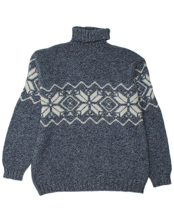 Barbieri Herre rullehals sweater XL marineblå Fair Isle