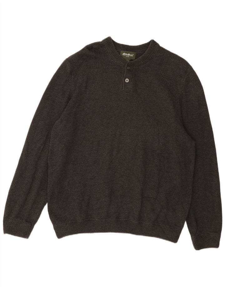 EDDIE BAUER Herre sweater med rund hals XL Grå bomuld