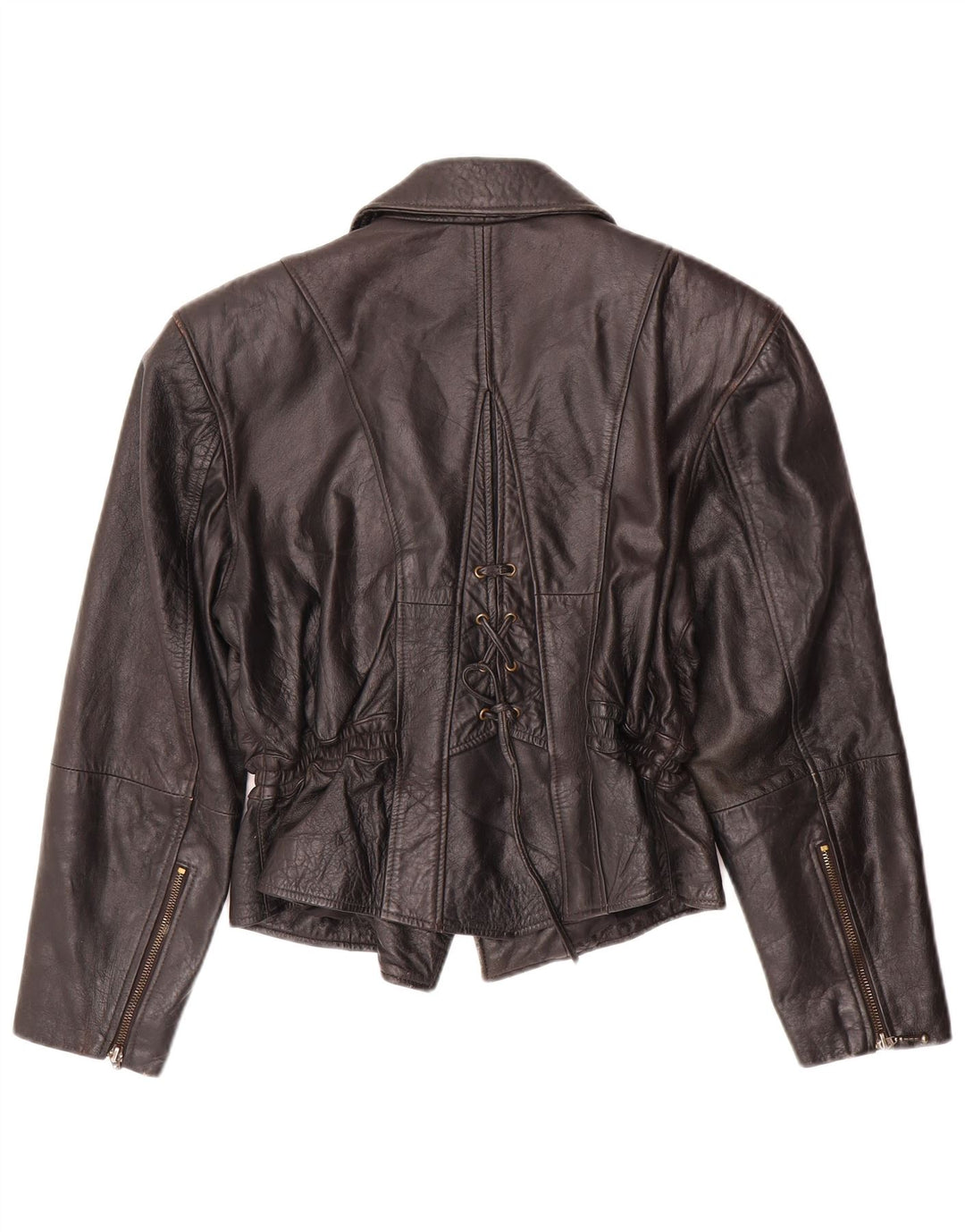 Vintage dame bikerjakke i læder EU 38 medium sort læder