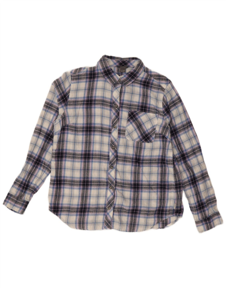 Eddie Bauer Dame Flanelskjorte UK 14 Medium Lilla Plaid Bomuld