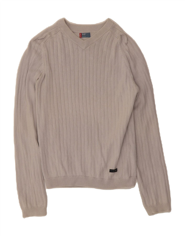 LEVI'S Mens V-Neck Jumper Sweater Medium Grey Cotton Vintage Levi's and Second-Hand Levi's from Messina Hembry 
