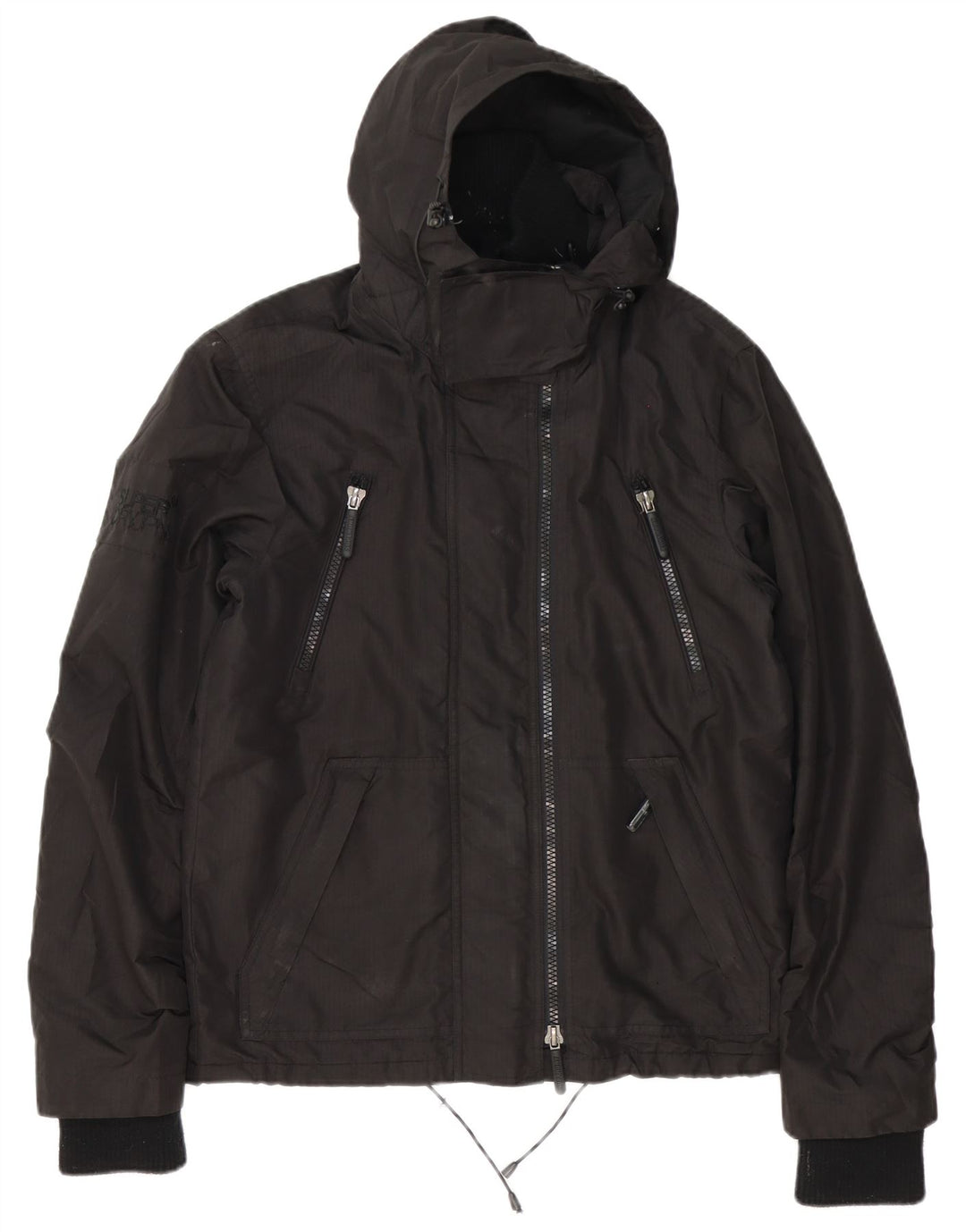 Superdry Windbreaker-jakke med hætte til mænd UK 36 Lille sort polyester