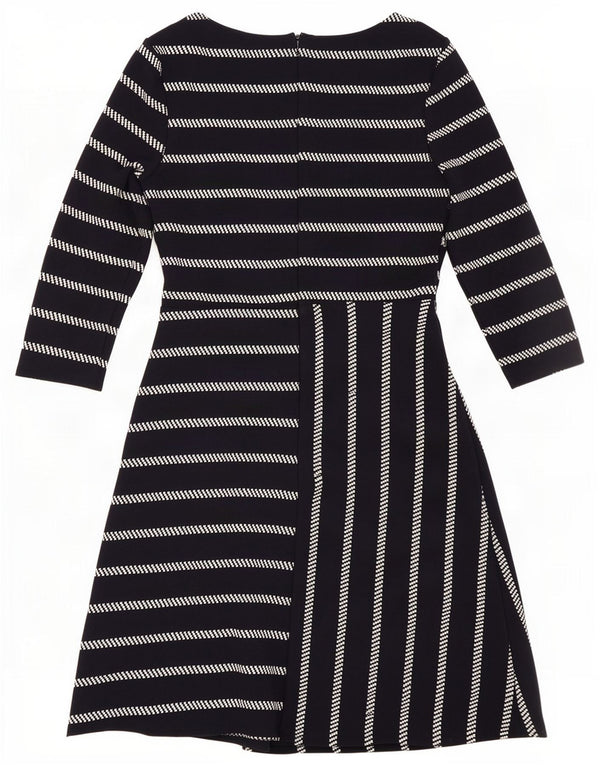 Phase Eight Womens 3/4 Sleeve A-Line Dress UK 10 Small Navy Blue Striped