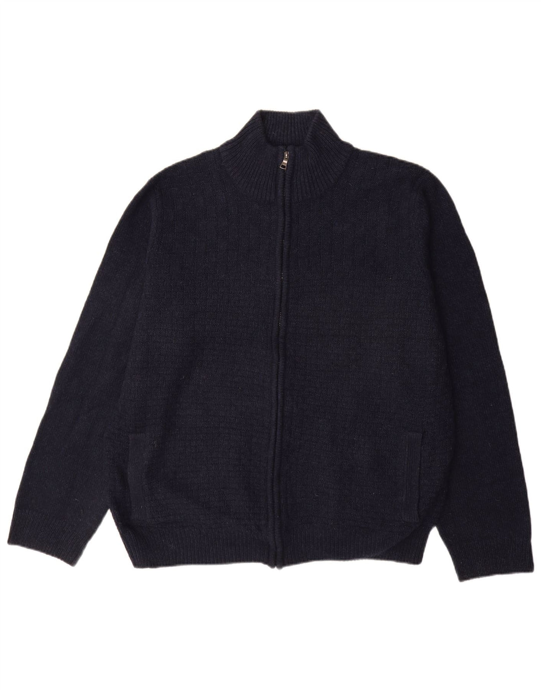 Marks & Spencer Herre cardigan sweater med fuld lynlås XL marineblå akryl