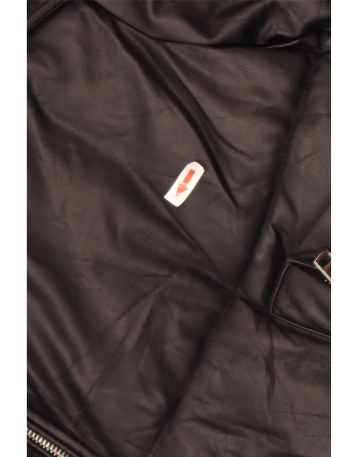 Zara Dame Hætte Oversized Polstret Jakke UK 10 Small Black Polyurethane