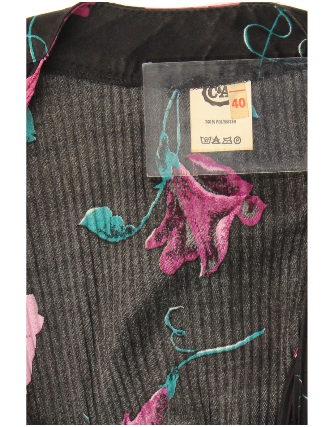 C&A 3/4 ærmet maxikjole til kvinder EU 40 Medium Black Floral Polyester