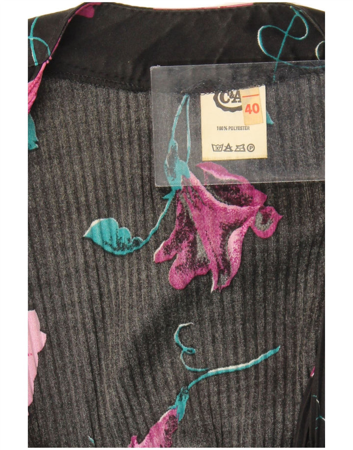 C&A 3/4 ærmet maxikjole til kvinder EU 40 Medium Black Floral Polyester