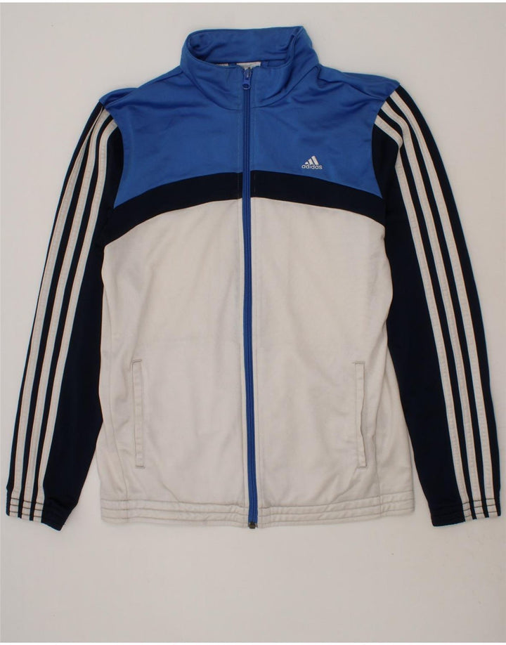 ADIDAS Boys Tracksuit Top Jacket 13-14 Years Blue Colourblock Polyester Vintage Adidas and Second-Hand Adidas from Messina Hembry 