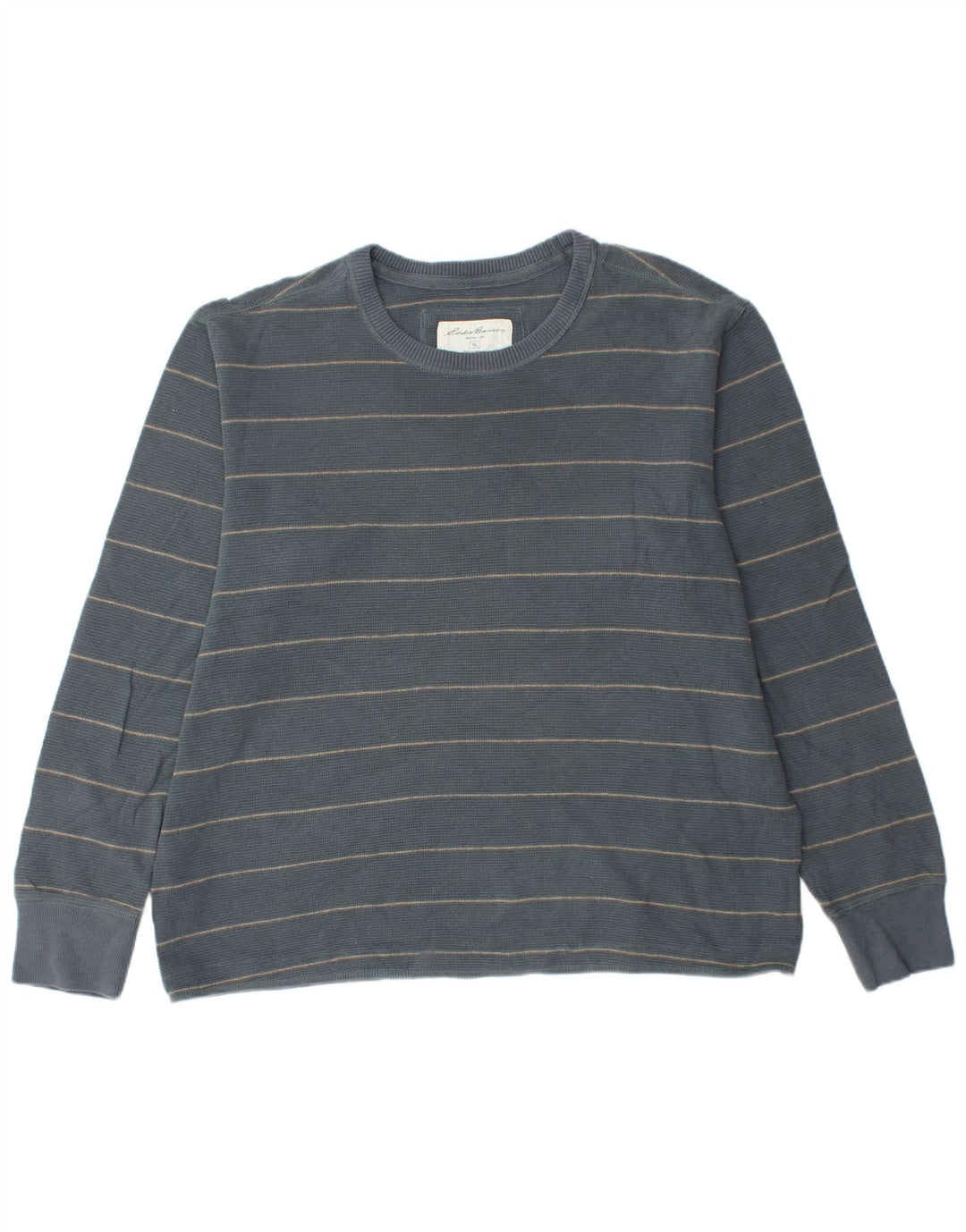 EDDIE BAUER Herre Top Langærmet XL Blå Stribet Bomuld