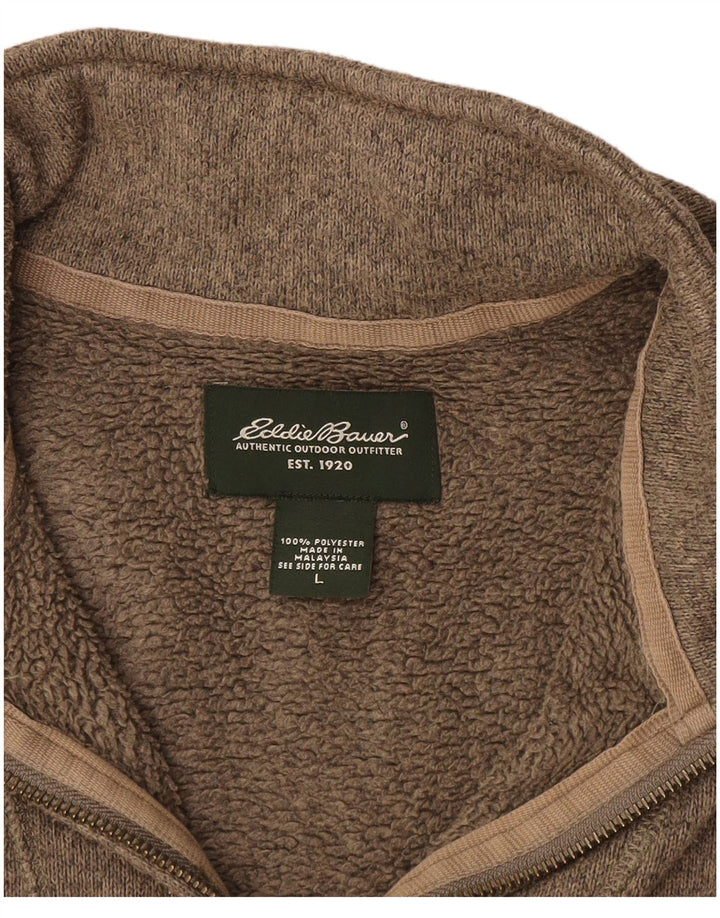 EDDIE BAUER Sweatshirt med lynlås til mænd, stor brun polyester